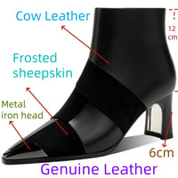 Santiag mi-haute marron Cuir|Daim Femme - Élégante avec bout pointu métallique 4