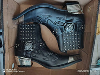 Santiag basse noir Cuir Homme - Bout carré avec embout métallique argenté 3