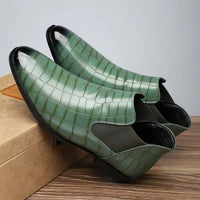 Santiag basse gris Simili Cuir Homme - Élégance moderne avec texture crocodile 1