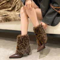 Santiag mi-haute noir Simili Cuir Femme - Élégant motif léopard audacieux 1