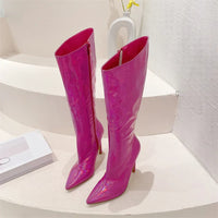 Santiag haute vert Synthétique Femme - Audacieuses à talons aiguilles métallisés 4