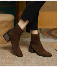 Santiag mi-haute noir Daim Femme - Talon carré et fermetures éclair élégantes 3