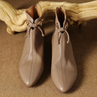 Santiag basse marron clair Cuir Femme - Bout pointu avec nœud papillon élégant 2