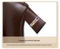 Santiag mi-haute noir Cuir Femme - Elegant bout pointu avec touche métallique 4