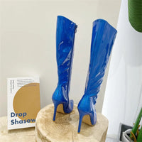 Santiag haute rose Synthétique Femme - Talon aiguille et finition brillante chic 4