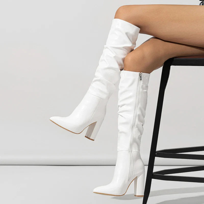 Botte haute blanc Simili Cuir Femme - Santiag élégante au style sophistiqué 2