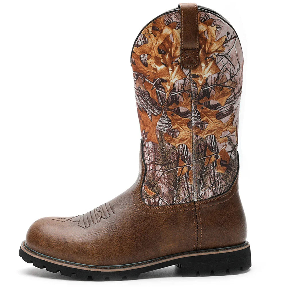 Santiag mi-haute marron Synthétique Homme - Camouflage automnal à coutures discrètes 3