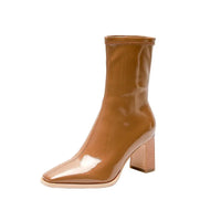 Santiag basse rose Simili Cuir Femme - Allure féminine avec talon fin élégant 1