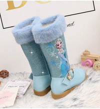 Santiag mi-haute bleu Simili Cuir Fille - Style féerique avec personnage animé et fourrure 3