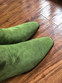 Santiag haute rose Daim Femme - Élégance rose avec texture plissée 3