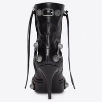 Santiag mi-haute noir Simili Cuir Femme - Élégantes bottes à talons aiguille 3