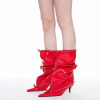 Santiag mi-haute noir Synthétique Femme - Design minimaliste avec œillets métalliques 4