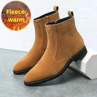 Santiag mi-haute noir Daim Synthétique Homme - Style élégant avec fermeture éclair visible 4