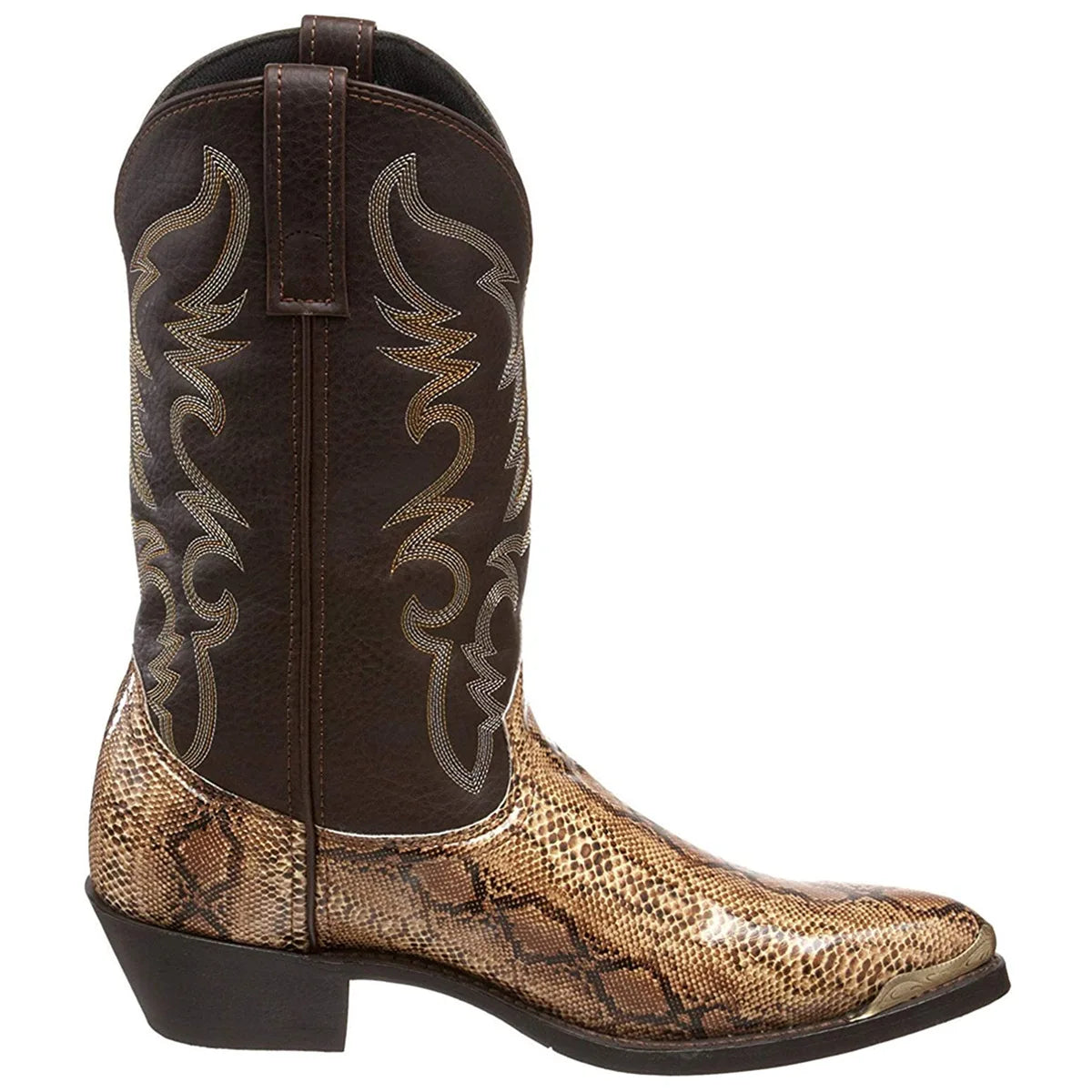 Santiag mi-haute marron Simili Cuir Homme - Style équestre avec broderies sophistiquées 3
