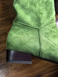 Santiag haute vert Daim Femme - Bottes élégantes à bout pointu unique 6