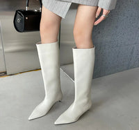 Santiag haute marron foncé Synthétique Femme - Élégantes avec talon bas et bout pointu 3