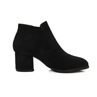 Bottine à talon noir Daim Synthétique Femme - Santiags noires au style minimaliste chic 3