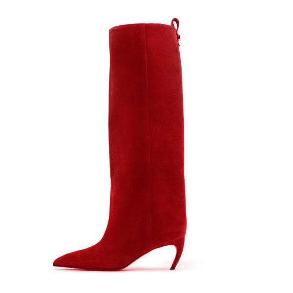 Santiag haute camel Daim Synthétique Femme - Élégance audacieuse à talon aiguille