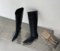 Botte haute noir Synthétique Femme - Santiags noires élégantes à bout pointu 1