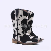 Santiag mi-haute rose Simili Cuir Fille - Effet brillant rose avec coutures décoratives 1