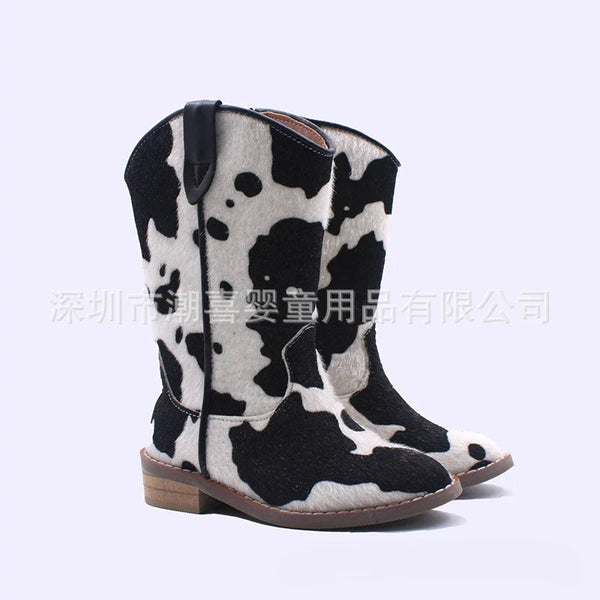 Santiag mi-haute rose Simili Cuir Fille - Effet brillant rose avec coutures décoratives