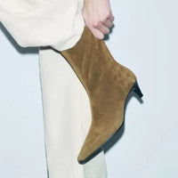 Santiag basse marron Daim Femme - Style rétro avec talon carré haut 2