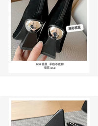 Santiag mi-haute noir Daim Synthétique Femme - Bout pointu avec clous métalliques 1