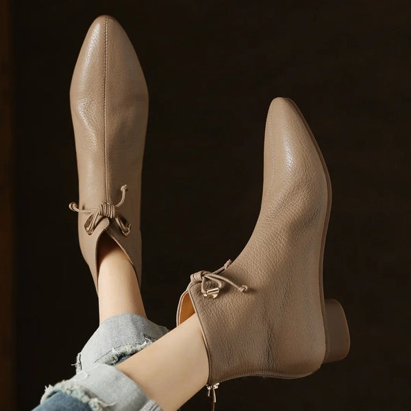 Santiag basse noir Cuir Femme - Bout pointu, lacet décoratif moderne