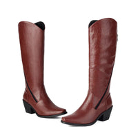 Santiag haute rouge Simili Cuir Femme - Élégance moderne avec fermeture éclair latérale 2