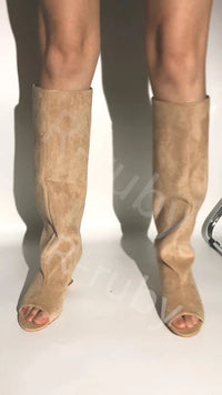 Santiag haute noir Synthétique Femme - Élégante sophistication moderne avec bout ouvert 2