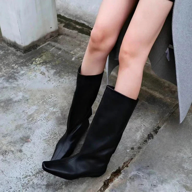 Botte haute noir Synthétique Femme - Silhouette épurée et minimaliste noir classique 2