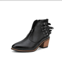 Santiag basse camel Cuir Femme - Bottes camel avec boucles métalliques 4