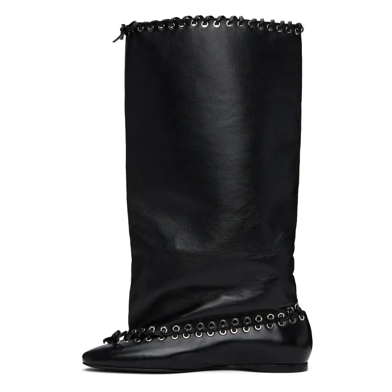 Santiag mi-haute rouge Synthétique Femme - Bout pointu et tige plissée audacieuse