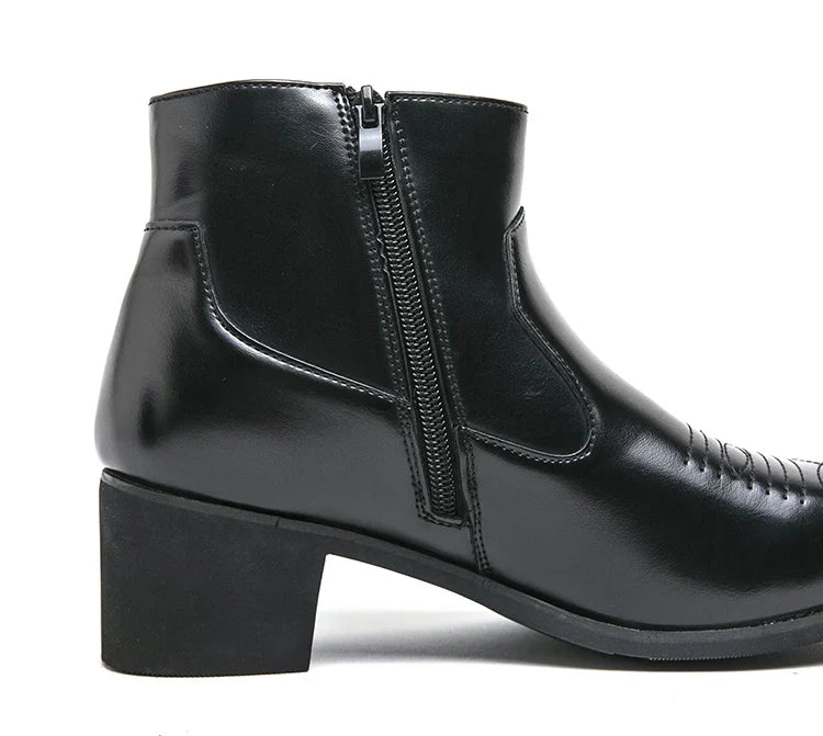 Santiag basse noir Simili Cuir Homme - Chelsea élégante à bout pointu 4