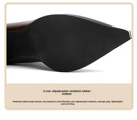 Santiag mi-haute noir Cuir Femme - Elegant bout pointu avec touche métallique 3