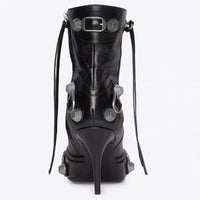 Santiag mi-haute blanc Simili Cuir Femme - Boucles modernes et élégantes 2