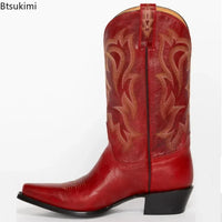 Santiag haute noir Cuir Femme - Bout pointu avec talons cubains élégants 4