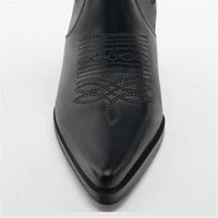 Santiag mi-haute noir Cuir Femme - Bout pointu et talon carré chic 2