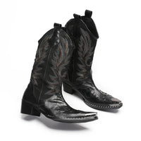 Santiag mi-haute marron foncé Cuir Homme - Broderies métallisées et style rétro chic 4