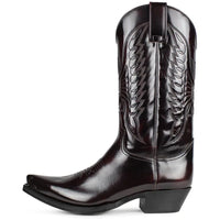 Santiag mi-haute marron foncé Simili Cuir Homme - Broderies western élégantes sur tige 2