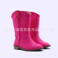 Santiag mi-haute rose à paillettes Synthétique Fille - Rose pailleté, détails festifs éclatants 2