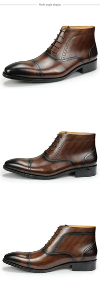 Santiag mi-haute marron foncé Cuir Homme - Style épuré avec laçage élégant 3