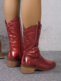 Santiag mi-haute noir Simili Cuir Femme - Style western, coutures distinctives élégantes 4