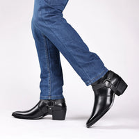 Santiag mi-haute noir Synthétique Homme - Pointues avec sangles et talons carrés 2