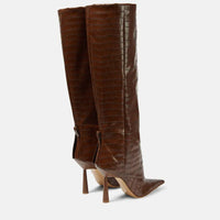 Santiag haute noir Synthétique Femme - Talon aiguille et texture crocodile 1