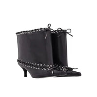 Santiag mi-haute marron Synthétique Femme - Lacets décoratifs et bout ouvert audacieux 4