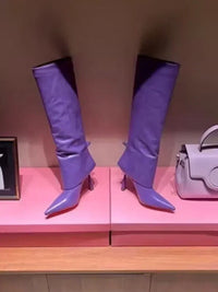 Santiag haute violet Synthétique Femme - Talon unique et couleur audacieuse 1