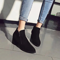 Santiag mi-haute noir Daim Synthétique Femme - Bout pointu avec talon carré stylistique 4