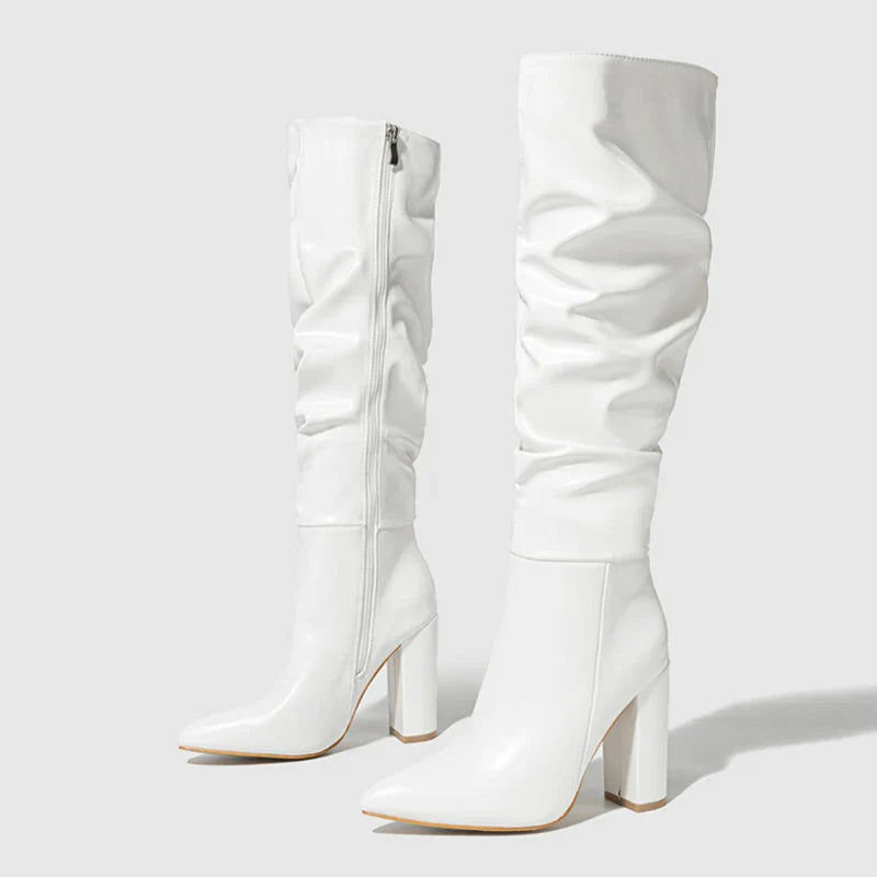 Botte haute blanc Simili Cuir Femme - Santiag élégante au style sophistiqué 4