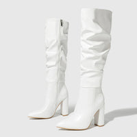 Botte haute blanc Simili Cuir Femme - Santiag élégante au style sophistiqué 4